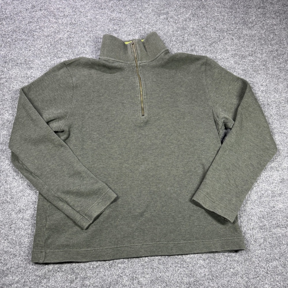 Gap Pullover Sweatshirt Mens L‎ Green Classic Fit 1/4 Zip Cotton Mock Neck